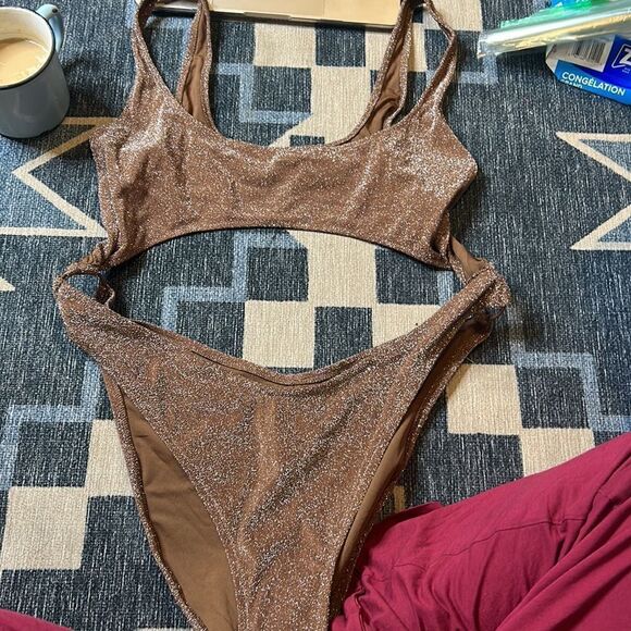 NWT ~ SKIMS ~ Glitter Swim Monokini One Piece - Picture 8 of 11